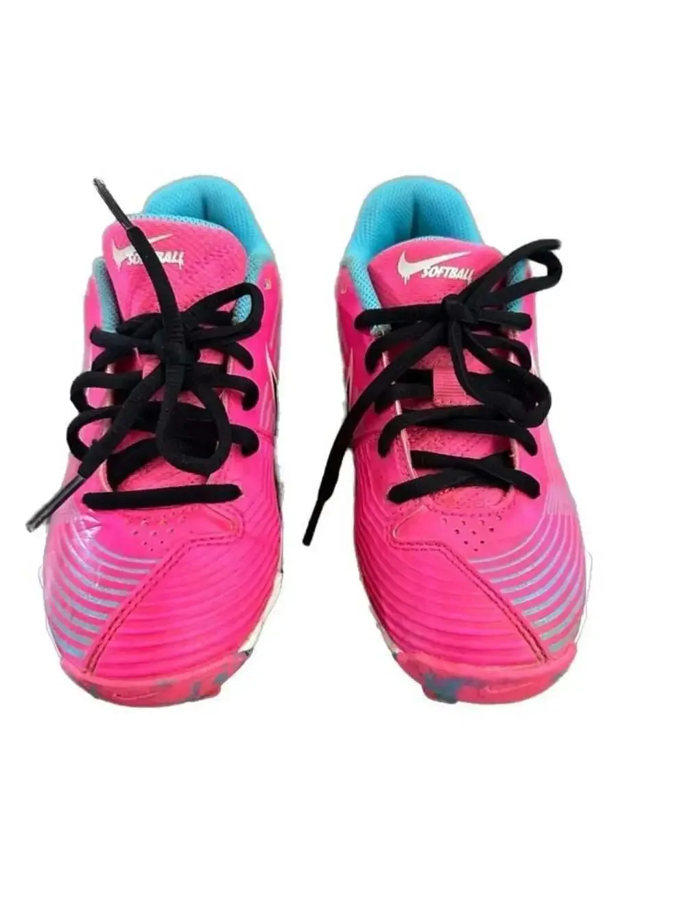 Nike Hyperdiamond 3 Keystone Youth Softball Cleats Pink/Blue Size 1Y